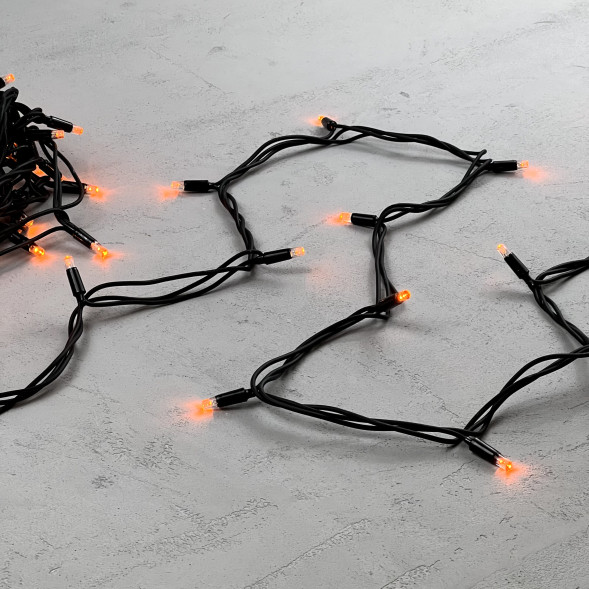 Гирлянда Нить 10 м., желтый, 220В, 75 LED, Провод Черный Каучук, IP65, LTC (LL75-1-2Y)  