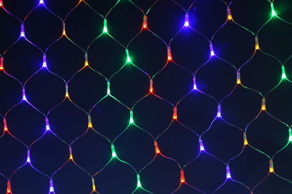 Светодиодная сетка с контроллером 2*3 м., 384 разноцветных LED ламп, прозрачный ПВХ, LTC (NTL384C-10-2M) 