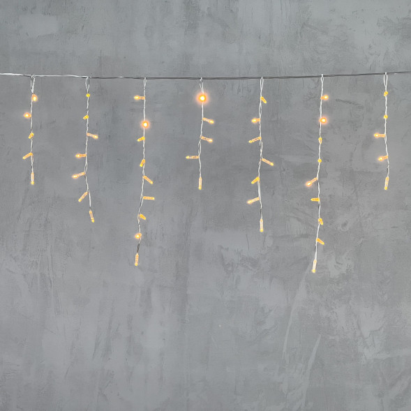 Светодиодная бахрома с колпачком 4,9*0,5 м., 189 желтых LED ламп, прозрачный провод ПВХ, IP65, LTC (PIL189CAP-10-2Y) 