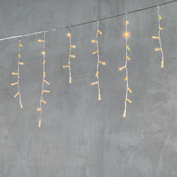 Светодиодная бахрома с колпачком 4,9*0,5 м., 189 желтых LED ламп, прозрачный провод ПВХ, IP65, LTC (PIL189CAP-10-2Y) 