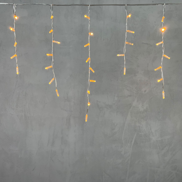 Светодиодная бахрома с колпачком 4,9*0,5 м., 189 желтых LED ламп, прозрачный провод ПВХ, IP65, LTC (PIL189CAP-10-2Y) 