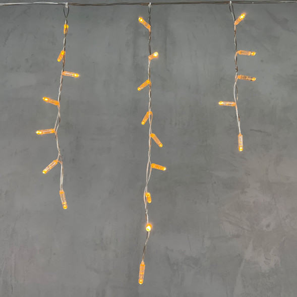 Светодиодная бахрома с колпачком 4,9*0,5 м., 189 желтых LED ламп, прозрачный провод ПВХ, IP65, LTC (PIL189CAP-10-2Y) 