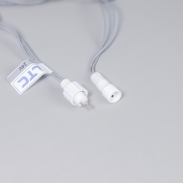 Светодиодная нить 10 м., 24 В, 100 LED, холодный белый, серый провод каучук, LTC (ECO100-5-1W) 