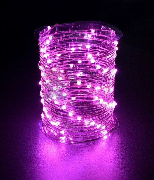 Светодиодная гирлянда нить Роса 10 м., 12V, 100 розовых LED ламп, Beauty Led (Rosa 100-10-P) 