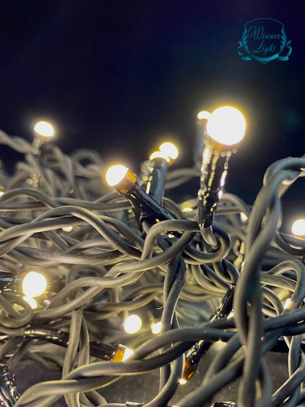 Занавес с мерцающим диодом 3*3 м., 220V, 600 теплых белых LED ламп, черный провод, Winner Light (ww.03.6B.600+) 