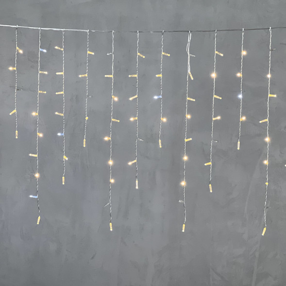 Светодиодная бахрома с колпачком 4,9*0,9 м., 280 теплых белых LED ламп, мерцание, прозрачный провод ПВХ, IP65, Beauty Led (PIL280BLWCAP-10-2WW) 