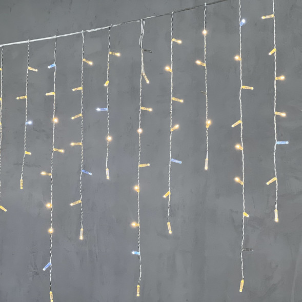 Светодиодная бахрома с колпачком 4,9*0,9 м., 280 теплых белых LED ламп, мерцание, прозрачный провод ПВХ, IP65, Beauty Led (PIL280BLWCAP-10-2WW) 