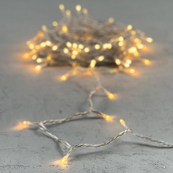 Светодиодная нить 100 экстра теплых белых LED ламп, 10 м., 24В., прозрачный провод ПВХ, LTC (PST100-10-1EWW) 