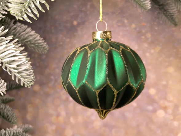Набор стеклянных украшений Жаклин 80 мм., изумрудный, 9 шт., Christmas DeLuxe (13032) 