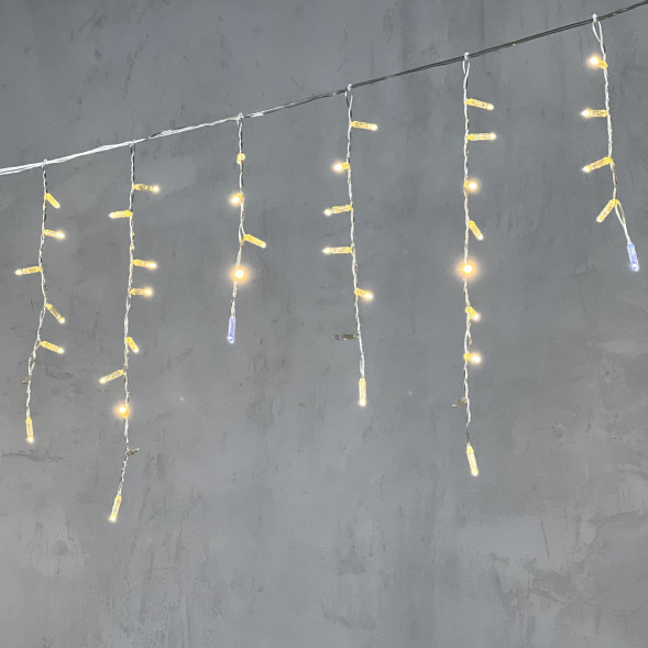 Светодиодная бахрома с колпачком 4,9*0,5 м., 189 теплых белых LED ламп, мерцание, прозрачный провод ПВХ, IP65, Beauty Led (PIL189BLWCAP-10-2WW) 
