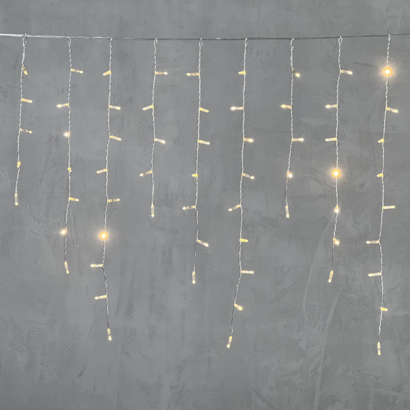 Светодиодная бахрома с колпачком 3,2*0,9 м., 180 теплых белых LED ламп, прозрачный провод ПВХ, IP65, LTC (PIL180CAP-10-2WW) 