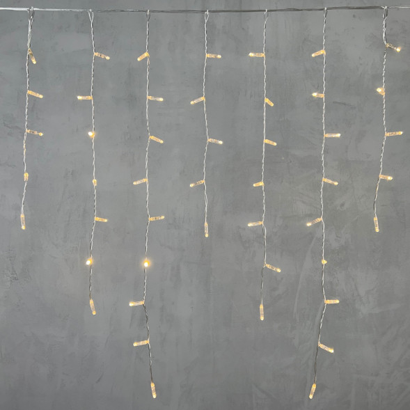 Светодиодная бахрома с колпачком 3,2*0,9 м., 180 теплых белых LED ламп, прозрачный провод ПВХ, IP65, LTC (PIL180CAP-10-2WW) 