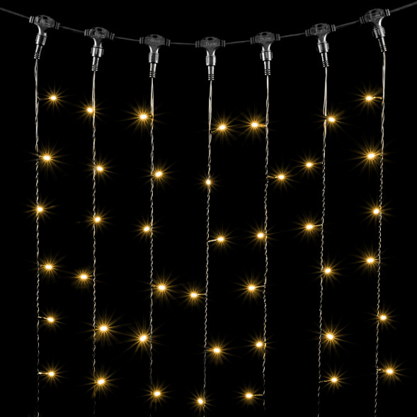 Светодиодный занавес 1*6 м., 600 теплых белых LED ламп, черный провод ПВХ, LTC (PCL601-11-2WW) 