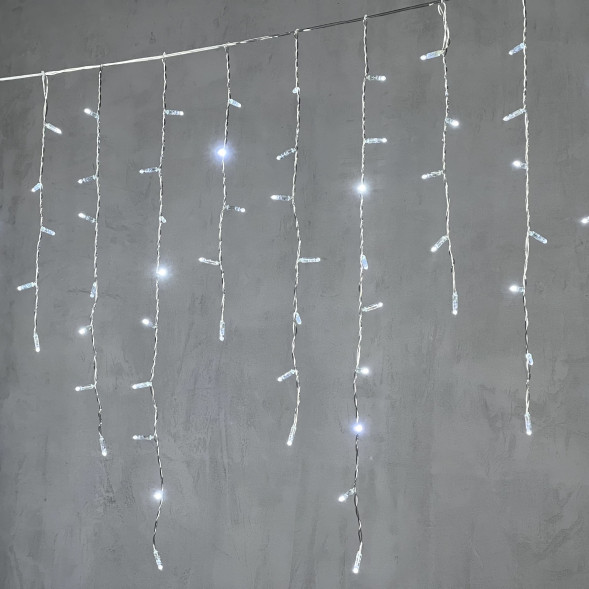 Светодиодная бахрома с колпачком 3,2*0,9 м., 180 холодно-белых LED ламп, прозрачный провод ПВХ, IP65, LTC (PIL180CAP-10-2W) 