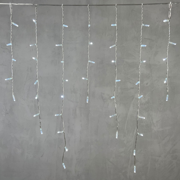 Светодиодная бахрома с колпачком 3,2*0,9 м., 180 холодно-белых LED ламп, прозрачный провод ПВХ, IP65, LTC (PIL180CAP-10-2W) 