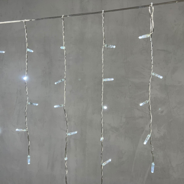 Светодиодная бахрома с колпачком 3,2*0,9 м., 180 холодно-белых LED ламп, прозрачный провод ПВХ, IP65, LTC (PIL180CAP-10-2W) 