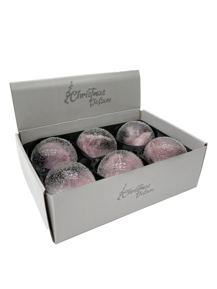 Набор винтажных стеклянных украшений Райское перо 100 мм., розовый, 6 шт., Christmas DeLuxe (13129-Н)) 