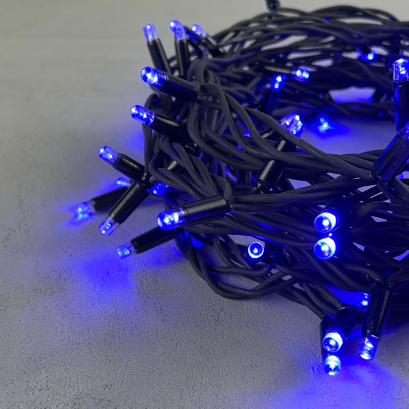 Светодиодная гирлянда Sealed 10 м., 220В., 100 синих LED ламп, черный каучук, LTC (LL100-1-2B) 