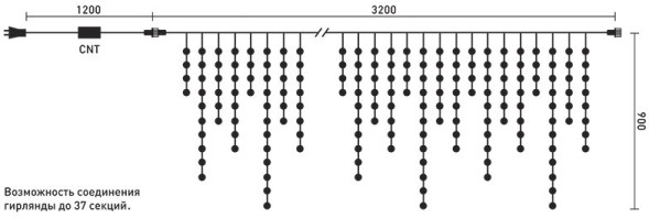 Светодиодная бахрома 3.2*0,9 м, 220V., 232 небесно - голубых LED ламп, соединяемая, силиконовый прозрачный провод, Beauty Led (ECC232-10-2SB) 