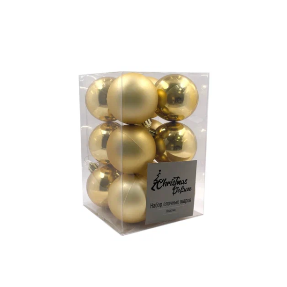 Набор пластиковых шаров Дивный 60 мм., золото, 12 шт., Christmas DeLuxe (87558) 