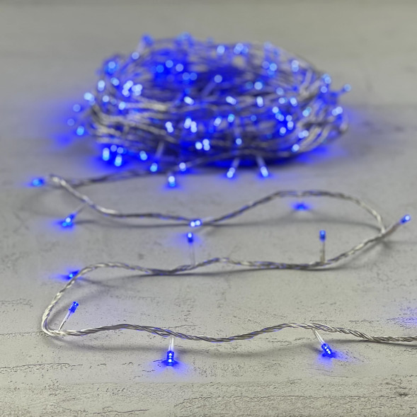 Светодиодная гирлянда с возможностью динамики 20 м., 200 синих LED ламп, 24V., прозрачный силиконовый провод, IP65, Beauty Led (EST200-3W10-1B) 