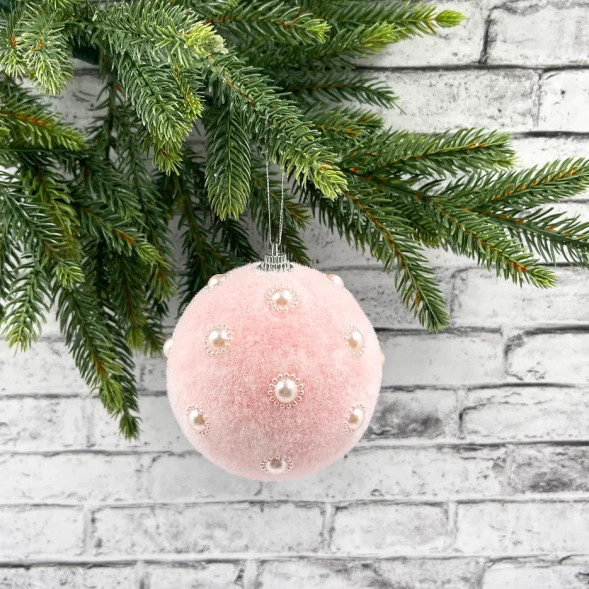 Шар винтажный Воздушное сердце 8 см., нежно-розовый, пенопласт, Christmas DeLuxe (87926)  