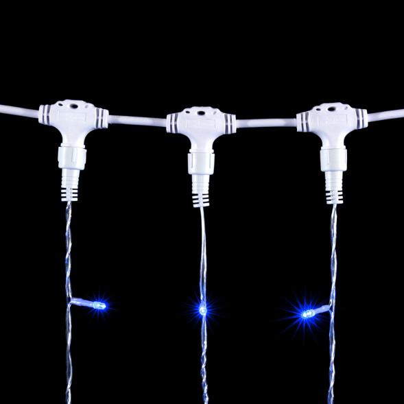 Светодиодный занавес 1*6 м., 600 синих LED ламп, прозрачный провод ПВХ, LTC (PCL601-10-2B) 