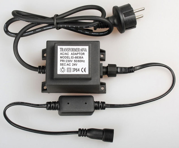 Трансформатор 60W, 1.5 м, черный провод, Rich LED (RL-220AC/DC24-60W-B) 
