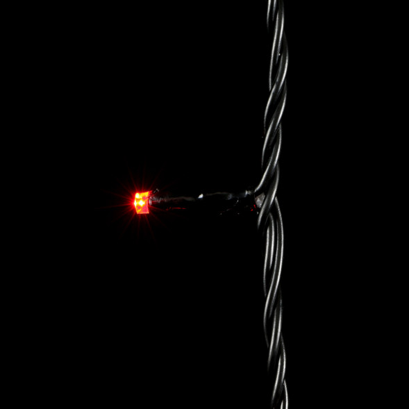 Светодиодная нить 100 красных LED ламп, 10 м., 24В., черный провод ПВХ, LTC (PST100-11-1R) 