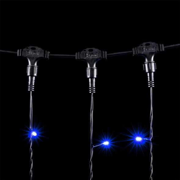 Светодиодный занавес 1*9 м., 900 синих LED ламп, черный провод ПВХ, LTC (PCL901-11-2B) 