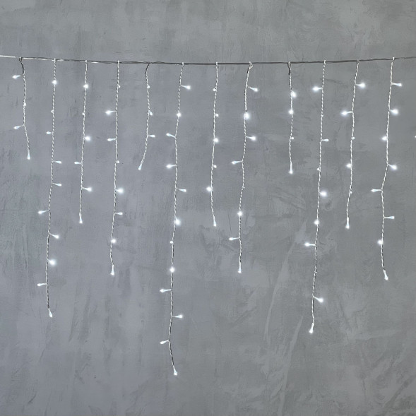 Светодиодная гирлянда бахрома 5*0,9 м., 348 белых LED ламп, силиконовый прозрачный провод, Beauty Led (ECC348-10-2W) 