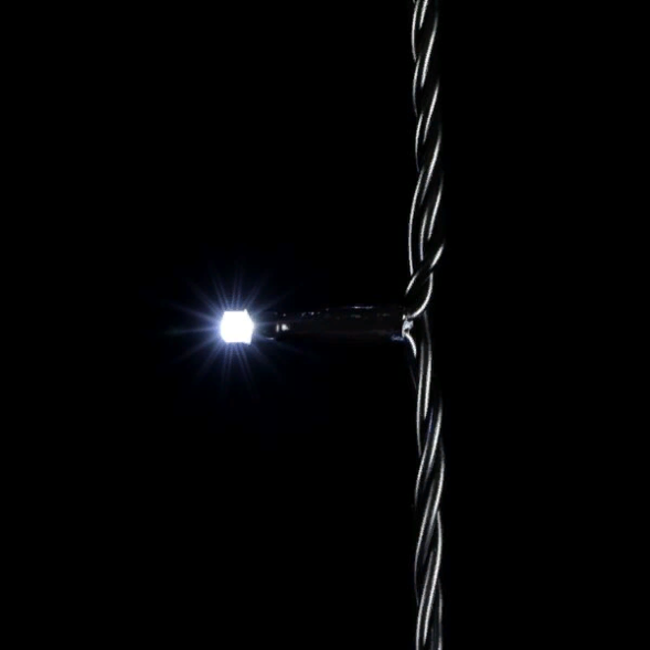 Светодиодная нить 100 холодных белых LED ламп с мерцанием, 10 м., 24В., черный провод ПВХ, LTC (PST100BLW-11-1W) 