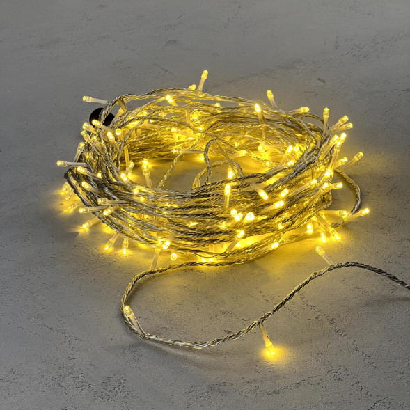 Светодиодная гирлянда с возможностью динамики 20 м., 200 шампань LED ламп, 24V., прозрачный силиконовый провод, IP65, Beauty Led (EST200-3W10-1CH) 