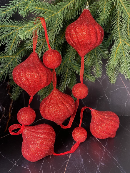 Гирлянда Праздничная 116 см., диаметр 9 см., красная, пенопласт, Christmas DeLuxe (89416)  