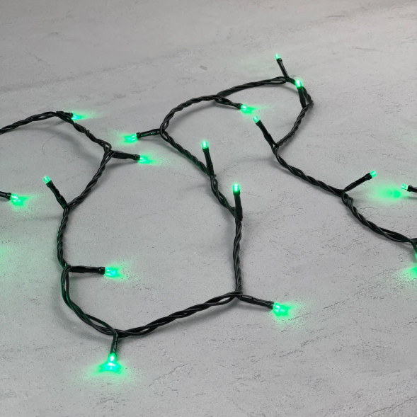 Светодиодная нить 100 зеленых LED ламп, 10 м., 24В, черный провод, LTC (PST100-11-1G) 