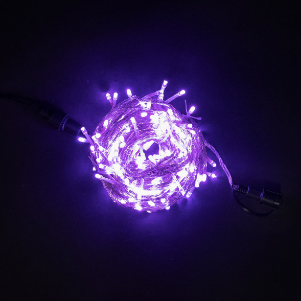 Светодиодная гирлянда с возможностью динамики 20 м., 200 лиловых LED ламп, 24V., прозрачный силиконовый провод, IP65, Beauty Led (EST200-3W10-1L) 
