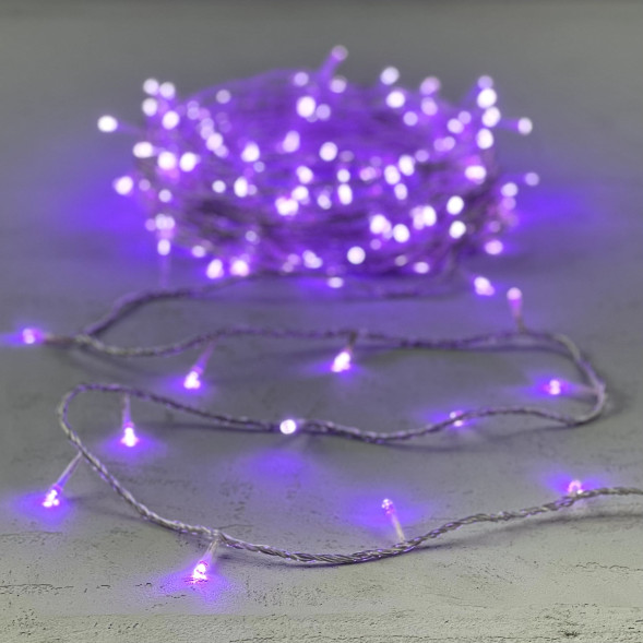 Светодиодная гирлянда с возможностью динамики 20 м., 200 лиловых LED ламп, 24V., прозрачный силиконовый провод, IP65, Beauty Led (EST200-3W10-1L) 