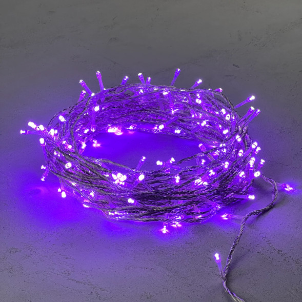 Светодиодная гирлянда с возможностью динамики 20 м., 200 лиловых LED ламп, 24V., прозрачный силиконовый провод, IP65, Beauty Led (EST200-3W10-1L) 