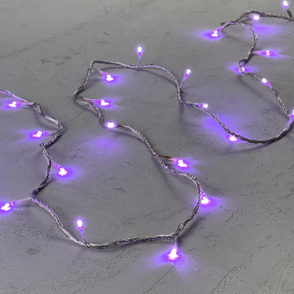 Светодиодная гирлянда с возможностью динамики 20 м., 200 лиловых LED ламп, 24V., прозрачный силиконовый провод, IP65, Beauty Led (EST200-3W10-1L) 