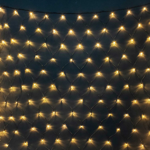 Светодиодная сетка с колпачком 2*3 м., 220В, 384 теплых белых LED, провод черный ПВХ, IP65, 