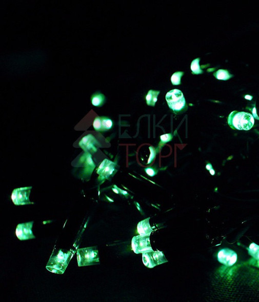 Светодиодная гирлянда Sealed мерцающая 10 м., 220V., 100 зеленых LED ламп, черный каучук, Beauty Led (LL100BL-1-2G) 