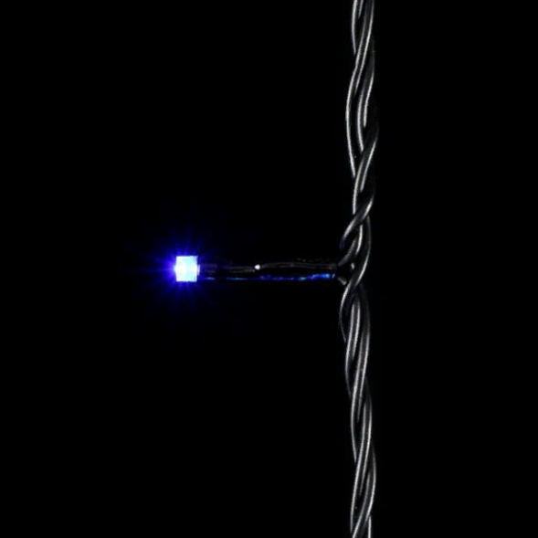 Светодиодная нить 100 синих LED ламп с мерцанием, 10 м., 24В., черный провод ПВХ, LTC (PST100BLW-11-1B) 