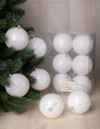 Набор пластиковых шаров Анет 80 мм., белый глянцевый, 6 шт., ЕлкиТорг (150334)