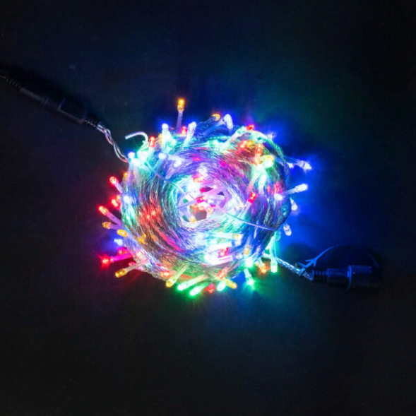 Светодиодная гирлянда с возможностью динамики 20 м., 200 разноцветных LED ламп, 24V., прозрачный силиконовый провод, IP65, Beauty Led (EST200-3W10-1M) 