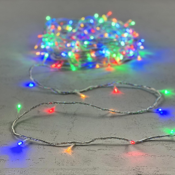 Светодиодная гирлянда с возможностью динамики 20 м., 200 разноцветных LED ламп, 24V., прозрачный силиконовый провод, IP65, Beauty Led (EST200-3W10-1M) 