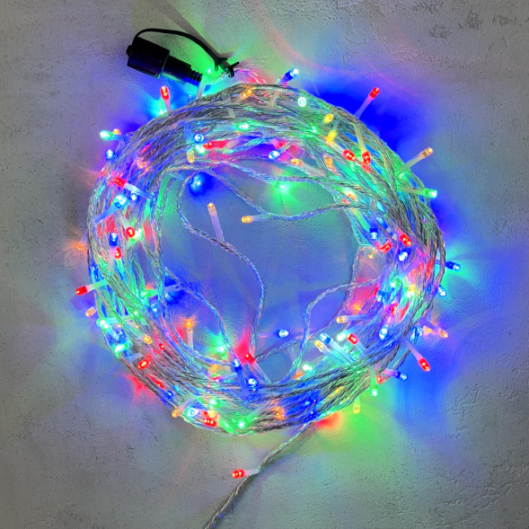 Светодиодная гирлянда с возможностью динамики 20 м., 200 разноцветных LED ламп, 24V., прозрачный силиконовый провод, IP65, Beauty Led (EST200-3W10-1M) 