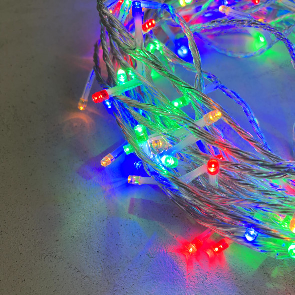 Светодиодная гирлянда с возможностью динамики 20 м., 200 разноцветных LED ламп, 24V., прозрачный силиконовый провод, IP65, Beauty Led (EST200-3W10-1M) 