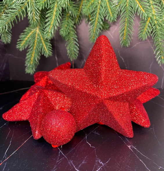 Гирлянда Звездопад 104 см., диаметр 13 см., красная, пенопласт, Christmas DeLuxe (89422)  