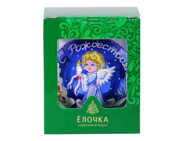 С1164/1 Стеклянный шар Рождественская сказка 85 мм.,синий, Ёлочка оптом