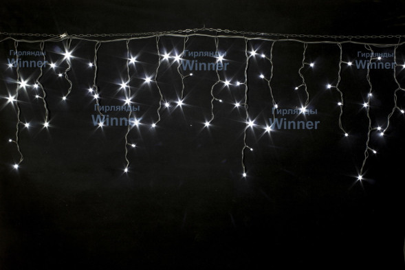 Светодиодная мерцающая бахрома 5*0.6 м., 220V, 170 холодных белых LED, черный каучук IP 65, соединяемая, Winner (w.02.7B.170.F+) 
